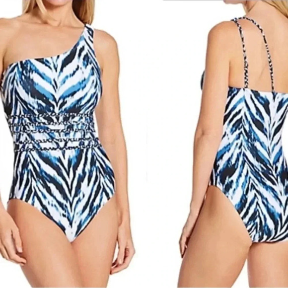 La Blanca Animal Instinct One Shoulder One Piece Swimsuit - Picture 1 of 8